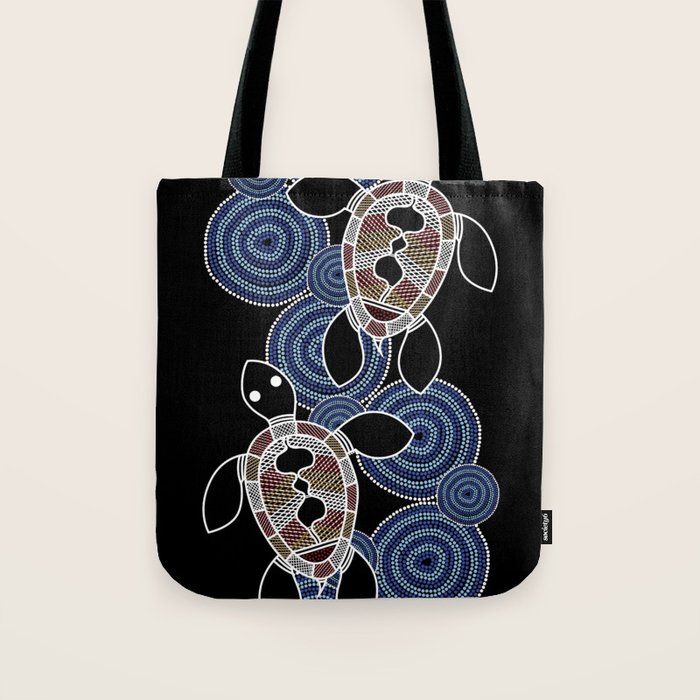 Authentic Aboriginal Art - Sea Turtles 2 Tote Bag Gallery Image 1