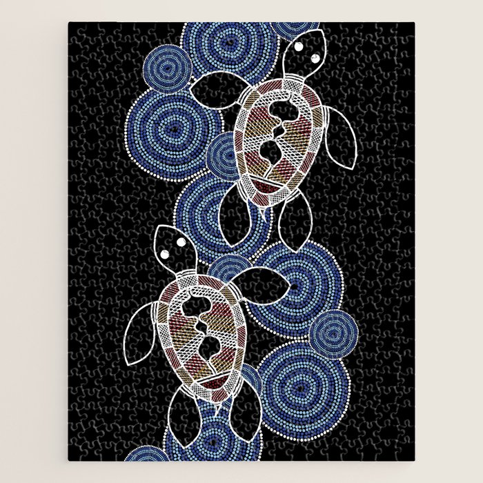 Authentic Aboriginal Art - Sea Turtles 2 Jigsaw Puzzle Gallery Image 1