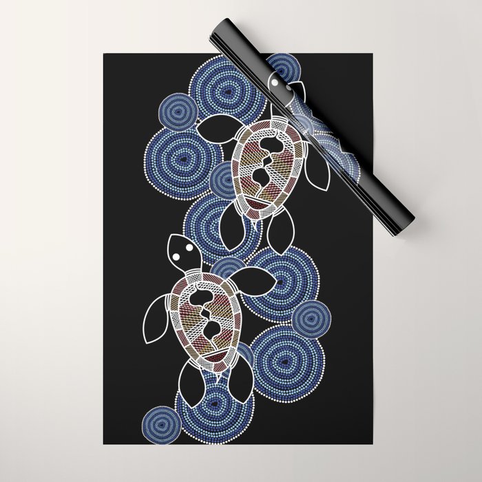 Authentic Aboriginal Art - Sea Turtles 2 Wrapping Paper Gallery Image 1