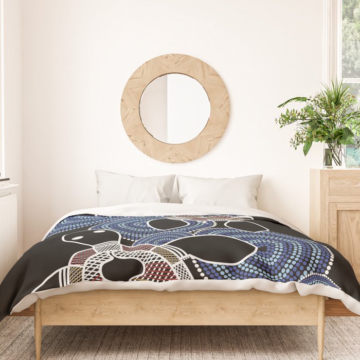 Authentic Aboriginal Art - Sea Turtles 2 Duvet Cover Gallery Image 3