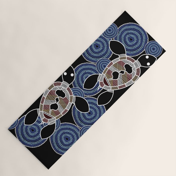 Authentic Aboriginal Art - Sea Turtles 2 Yoga Mat Gallery Image 1