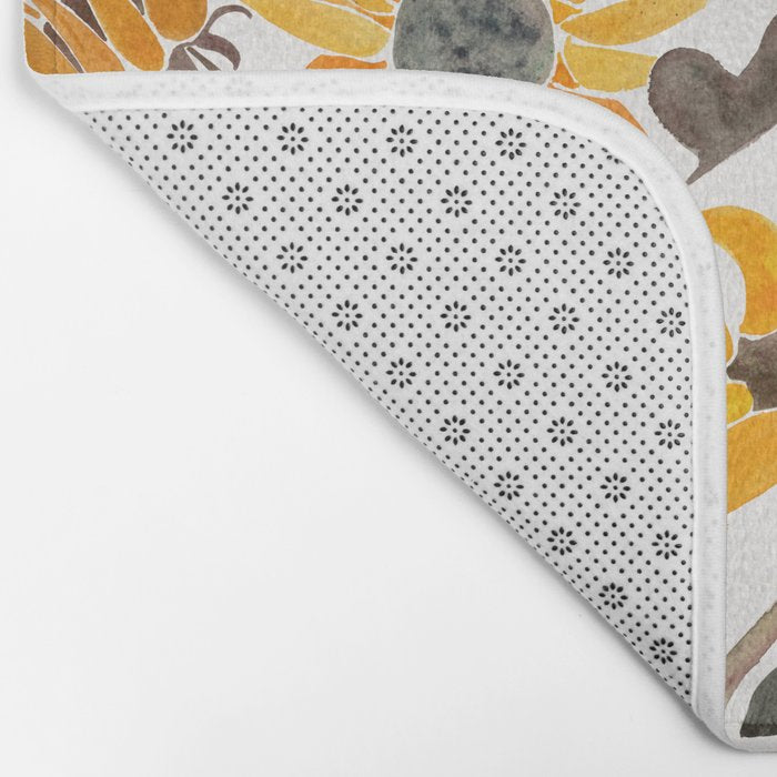 Sunflower Watercolor - Yellow & Black Palette Bath Mat Gallery Image 2