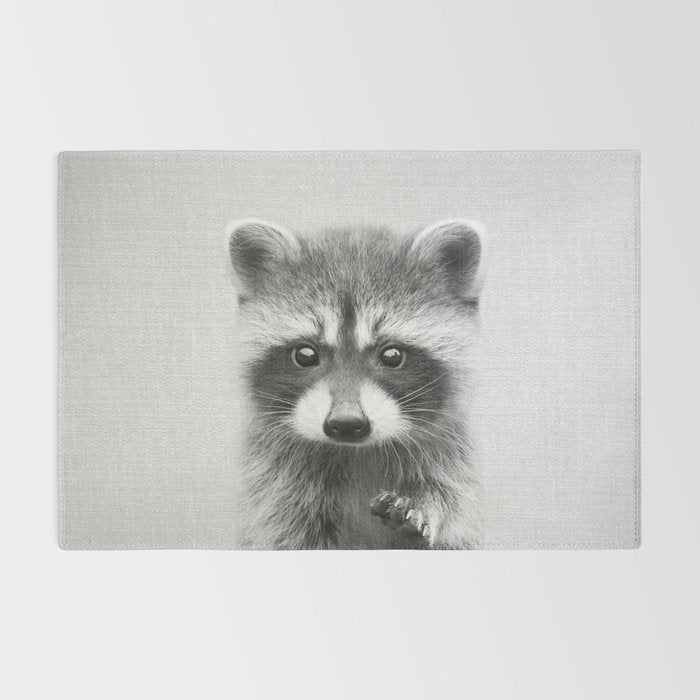 Raccoon - Black & White Rug Gallery Image 2