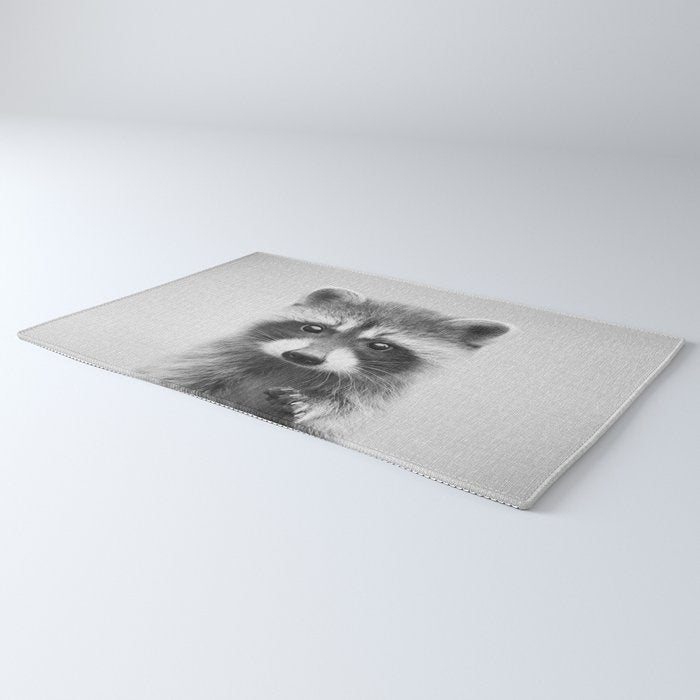 Raccoon - Black & White Rug Gallery Image 3