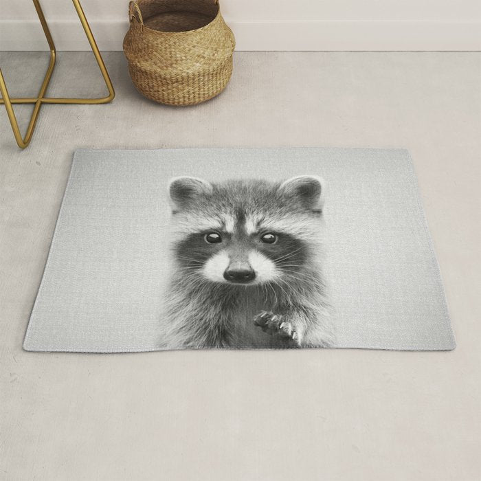 Raccoon - Black & White Rug Gallery Image 1