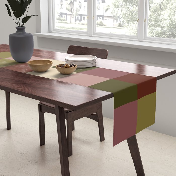 Bold Earthy Checks Pattern - Large V Table Runner Gallery Image 2