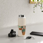 Floral Longhorn - Brown and Turquoise Water Bottle Gallery Image 4