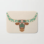 Floral Longhorn - Brown and Turquoise Bath Mat Gallery Image 1