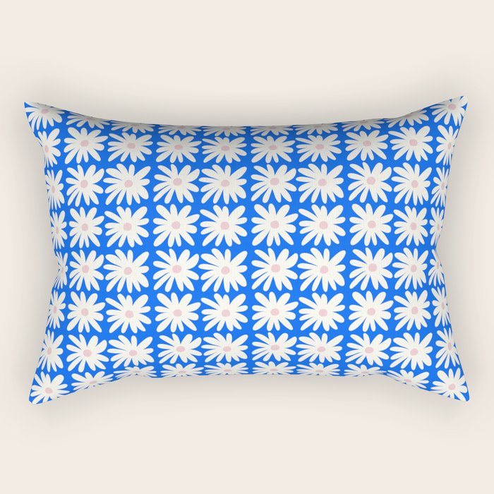Daisies in Blue Rectangular Pillow Gallery Image 1