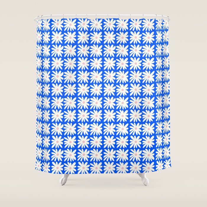 Daisies in Blue Shower Curtain Gallery Image 1