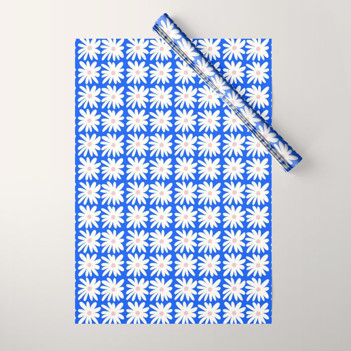 Daisies in Blue Wrapping Paper Gallery Image 1