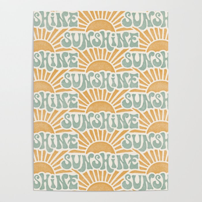 Sunshine - gold and sky blue Poster Gallery Image 4