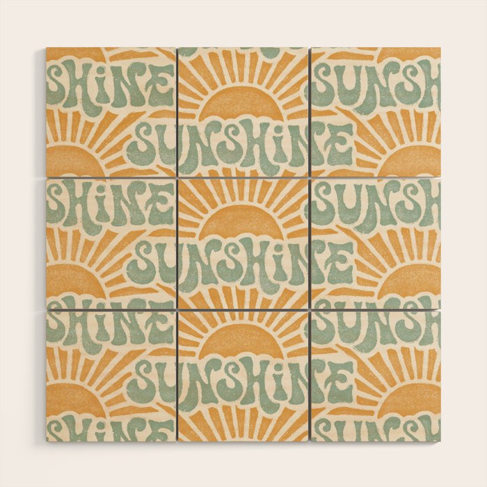 Sunshine - gold and sky blue Wood Wall Art Gallery Image 1
