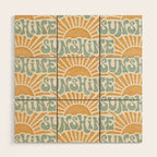 Sunshine - gold and sky blue Wood Wall Art Gallery Image 1