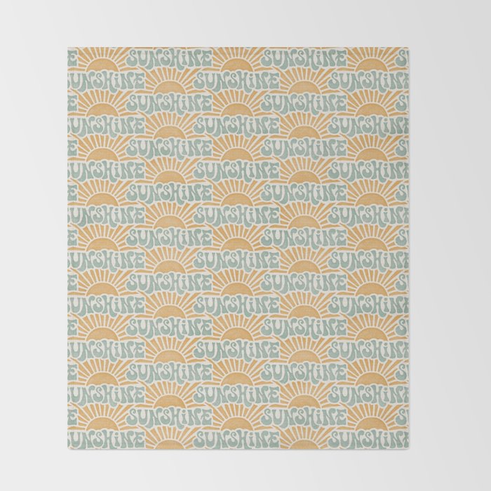 Sunshine - gold and sky blue Throw Blanket Gallery Image 2
