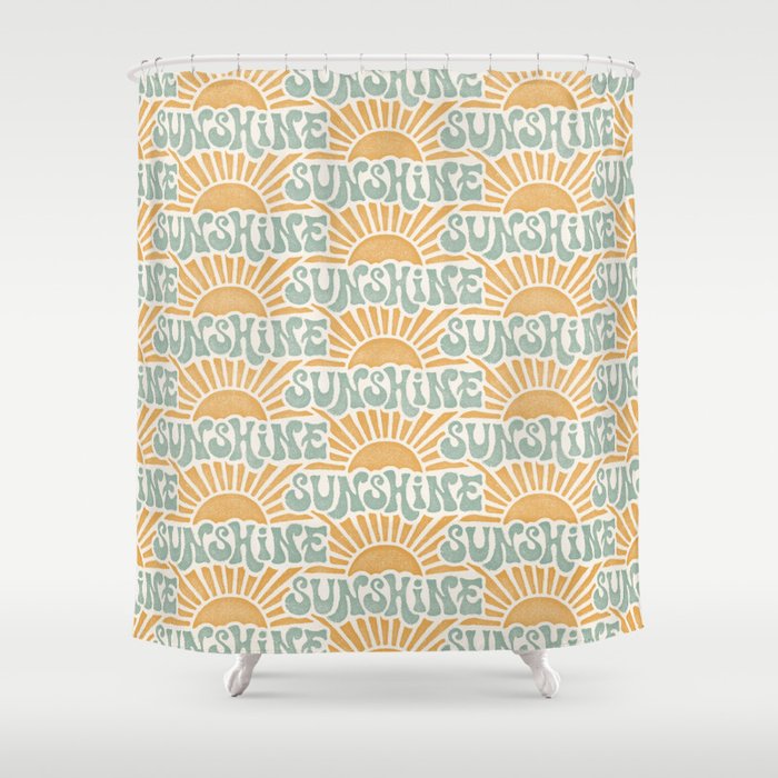 Sunshine - gold and sky blue Shower Curtain Gallery Image 1