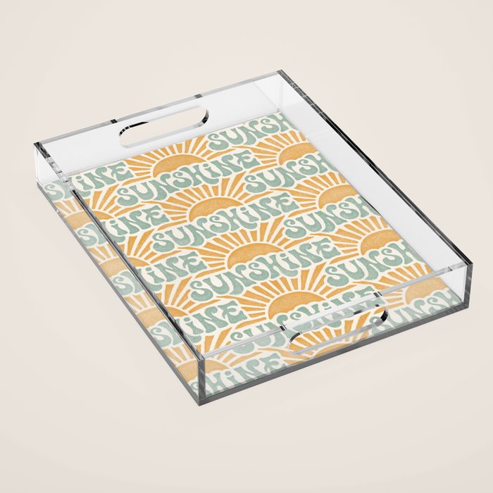 Sunshine - gold and sky blue Acrylic Tray Gallery Image 1