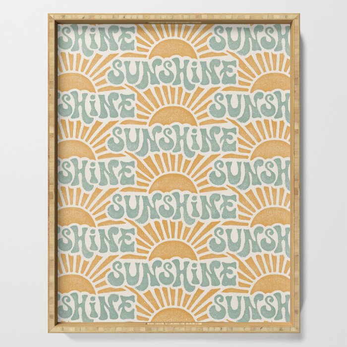 Sunshine - gold and sky blue Serving Tray Gallery Image 1