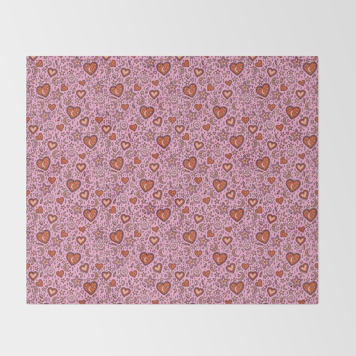 Love Witch Print in Pink Throw Blanket Gallery Image 2