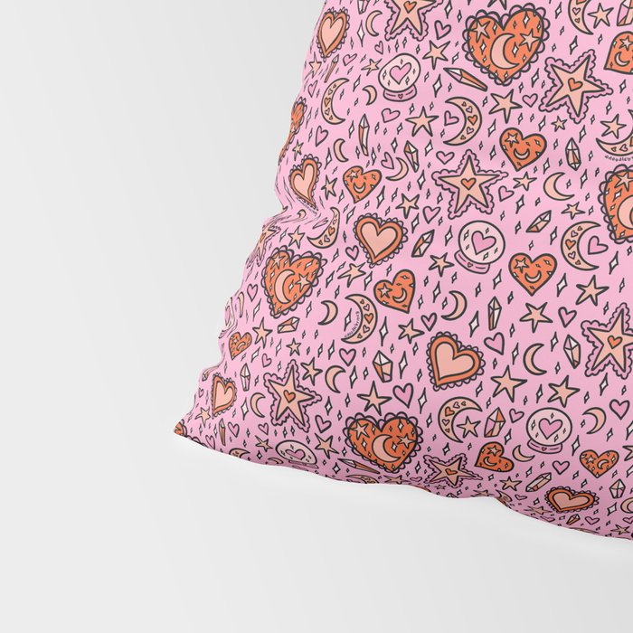Love Witch Print in Pink Pillow Sham Gallery Image 4