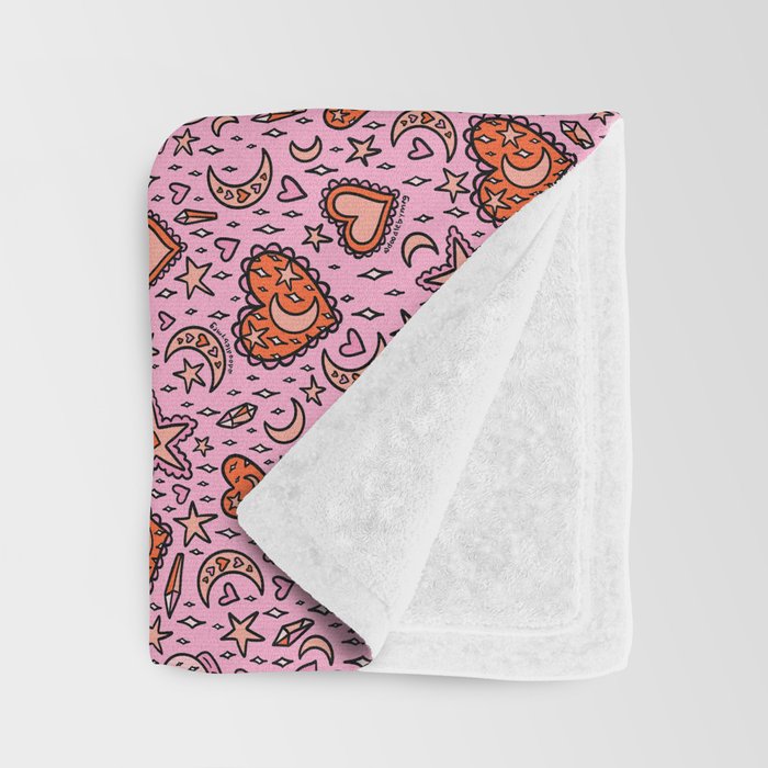 Love Witch Print in Pink Throw Blanket Gallery Image 3