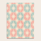 Mid Century Modern Atomic Stars Soft Pastel Teal Blush Retro Checkered Starburst Pattern Notebook Gallery Image 4