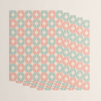 Mid Century Modern Atomic Stars Soft Pastel Teal Blush Retro Checkered Starburst Pattern Wrapping Paper Gallery Image 3