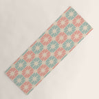 Mid Century Modern Atomic Stars Soft Pastel Teal Blush Retro Checkered Starburst Pattern Yoga Mat Gallery Image 1