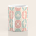 Mid Century Modern Atomic Stars Soft Pastel Teal Blush Retro Checkered Starburst Pattern Coffee Mug Gallery Image 4