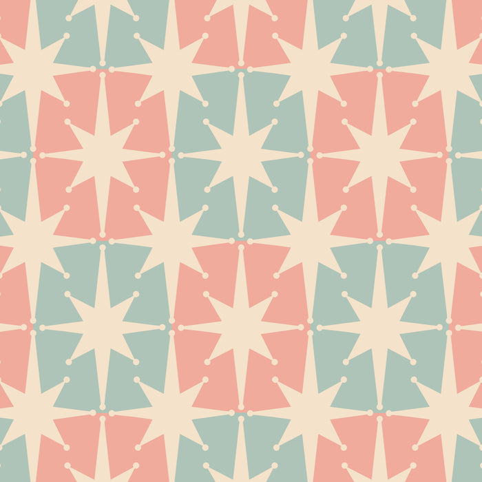 Mid Century Modern Atomic Stars Soft Pastel Teal Blush Retro Checkered Starburst Pattern Coffee Mug Gallery Image 2