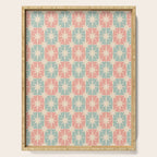 Mid Century Modern Atomic Stars Soft Pastel Teal Blush Retro Checkered Starburst Pattern Serving Tray Gallery Image 1