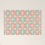Mid Century Modern Atomic Stars Soft Pastel Teal Blush Retro Checkered Starburst Pattern Welcome Mat Gallery Image 1