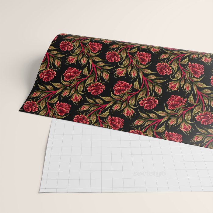 Rose - Red / Green Wrapping Paper Gallery Image 2