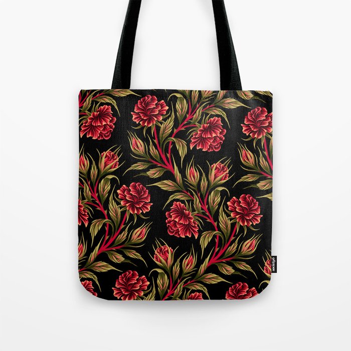 Rose - Red / Green Tote Bag Gallery Image 1