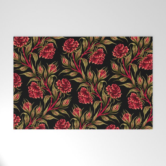 Rose - Red / Green Welcome Mat Gallery Image 1