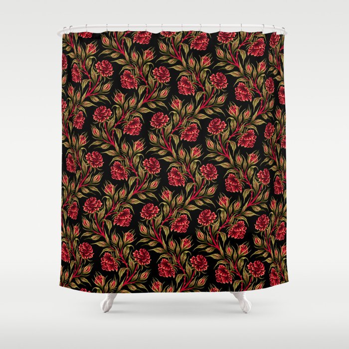 Rose - Red / Green Shower Curtain Gallery Image 1