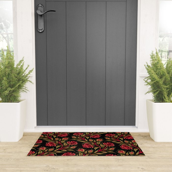 Rose - Red / Green Welcome Mat Gallery Image 3