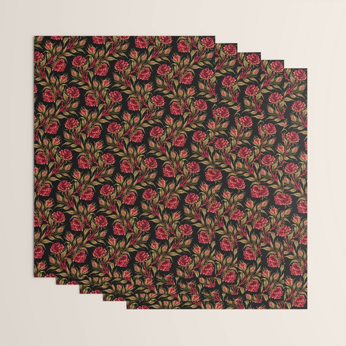 Rose - Red / Green Wrapping Paper Gallery Image 3