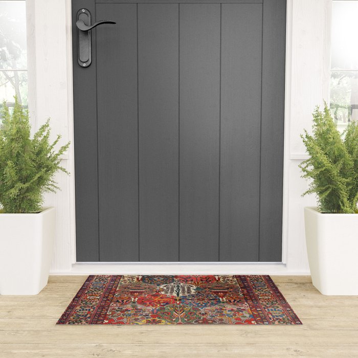 Antique Bakhtiari Oriental Jewel Persian Carpet Welcome Mat Gallery Image 3