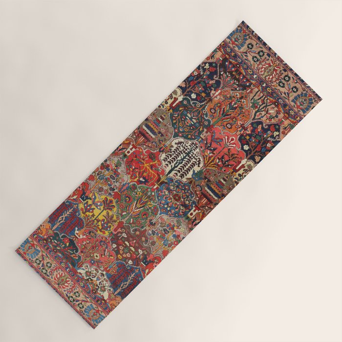 Antique Bakhtiari Oriental Jewel Persian Carpet Yoga Mat Gallery Image 1