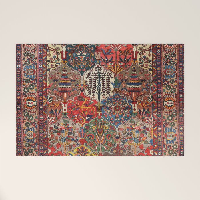 Antique Bakhtiari Oriental Jewel Persian Carpet Welcome Mat Gallery Image 1