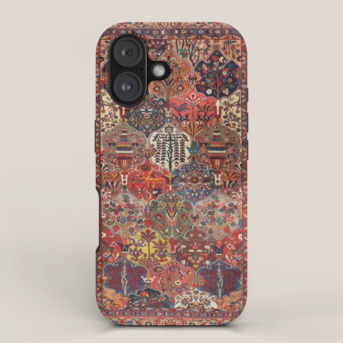 Antique Bakhtiari Oriental Jewel Persian Carpet iPhone Case Gallery Image 1