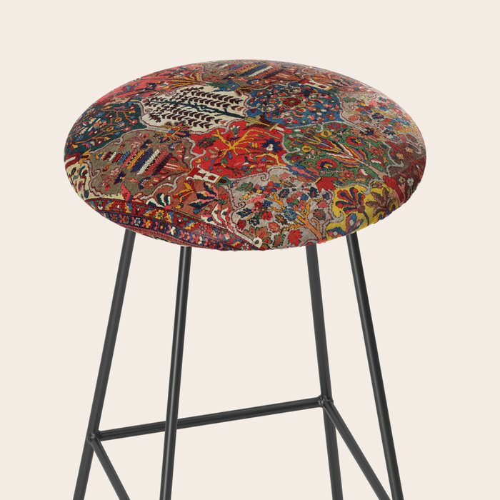 Antique Bakhtiari Oriental Jewel Persian Carpet Stool Gallery Image 2