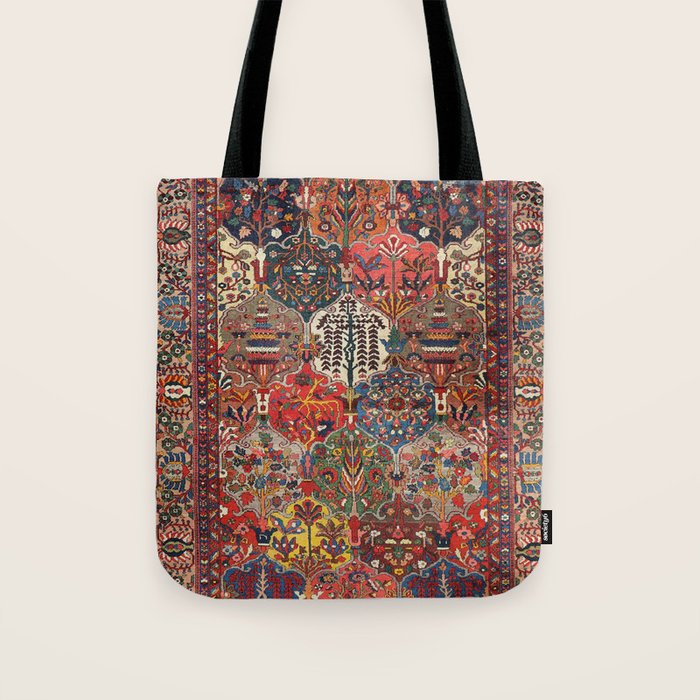 Antique Bakhtiari Oriental Jewel Persian Carpet Tote Bag Gallery Image 1