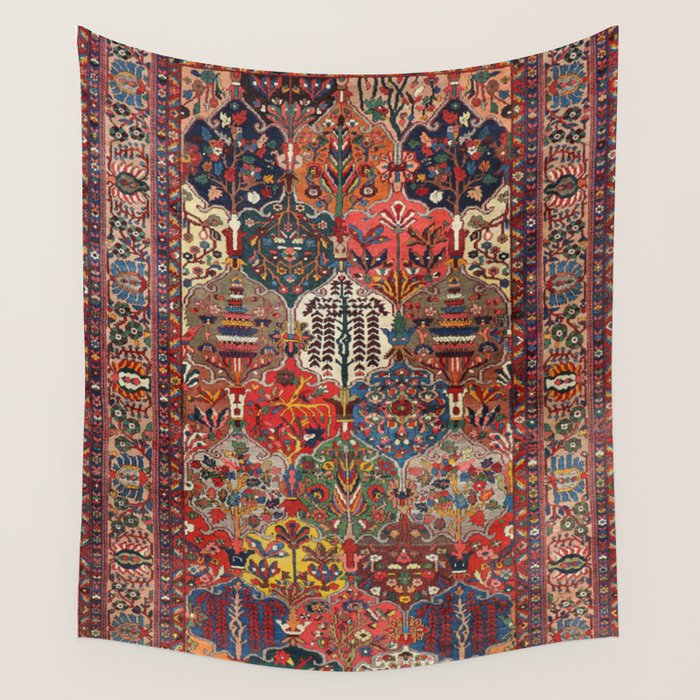 Antique Bakhtiari Oriental Jewel Persian Carpet Wall Tapestry Gallery Image 1