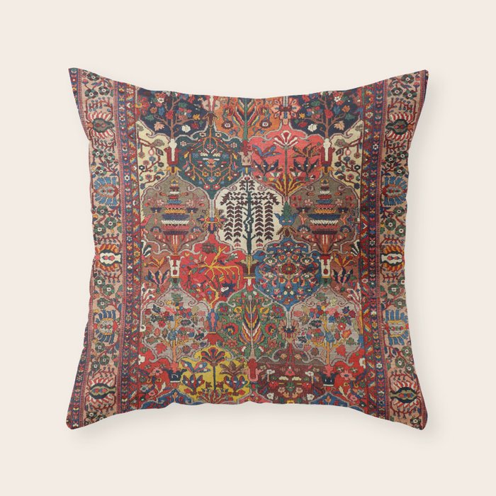 Antique Bakhtiari Oriental Jewel Persian Carpet Throw Pillow Gallery Image 6