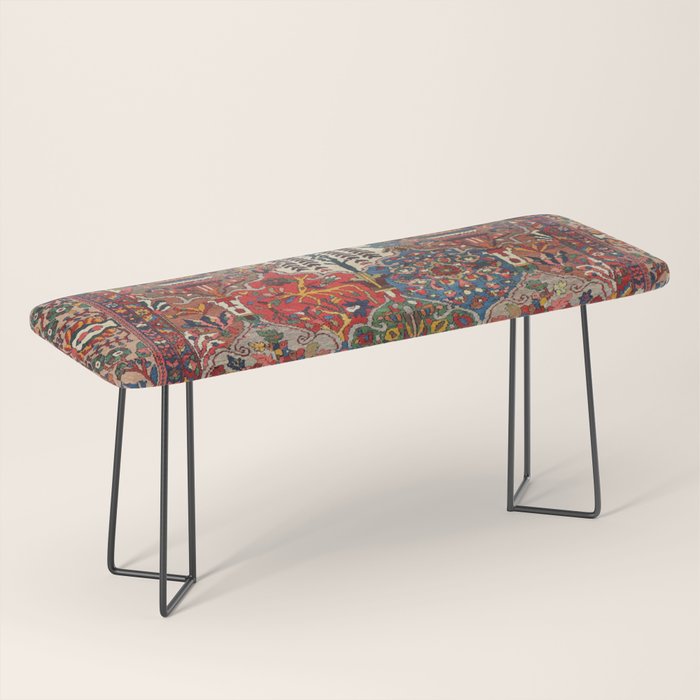 Antique Bakhtiari Oriental Jewel Persian Carpet Bench Gallery Image 1
