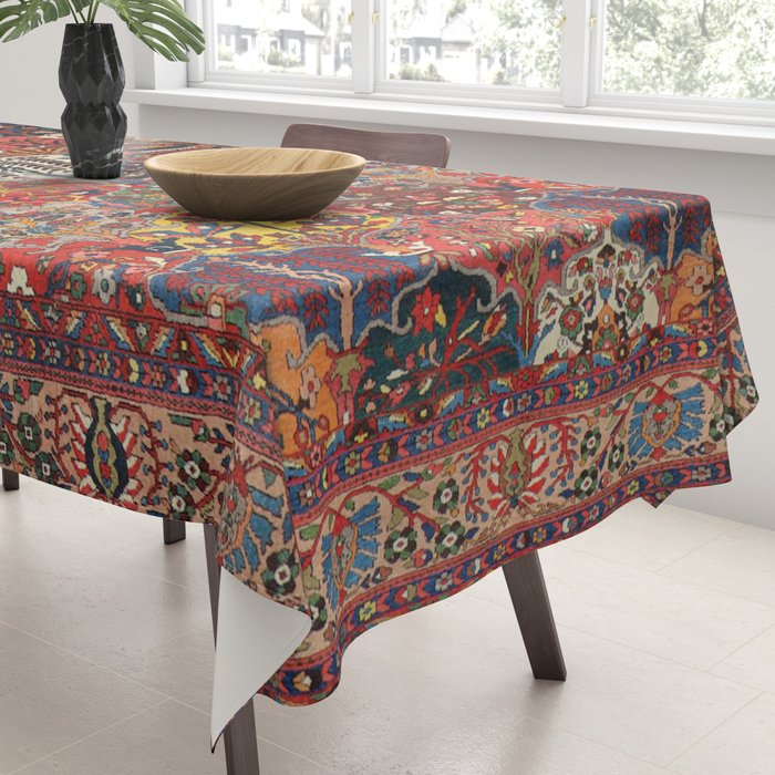 Antique Bakhtiari Oriental Jewel Persian Carpet Tablecloth Gallery Image 3