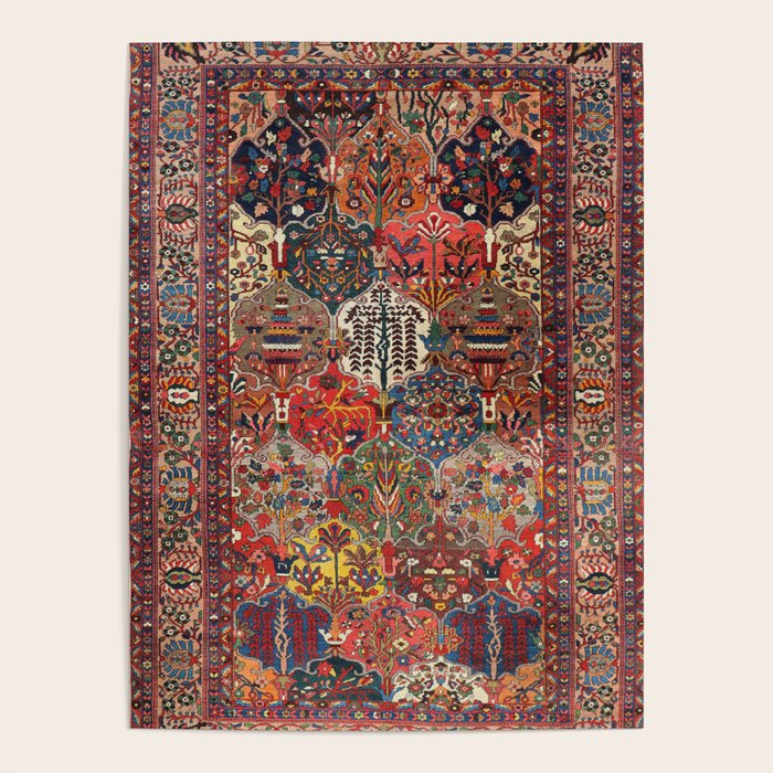 Antique Bakhtiari Oriental Jewel Persian Carpet Poster Gallery Image 4