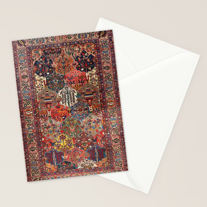 Antique Bakhtiari Oriental Jewel Persian Carpet Stationery Card Gallery Image 2